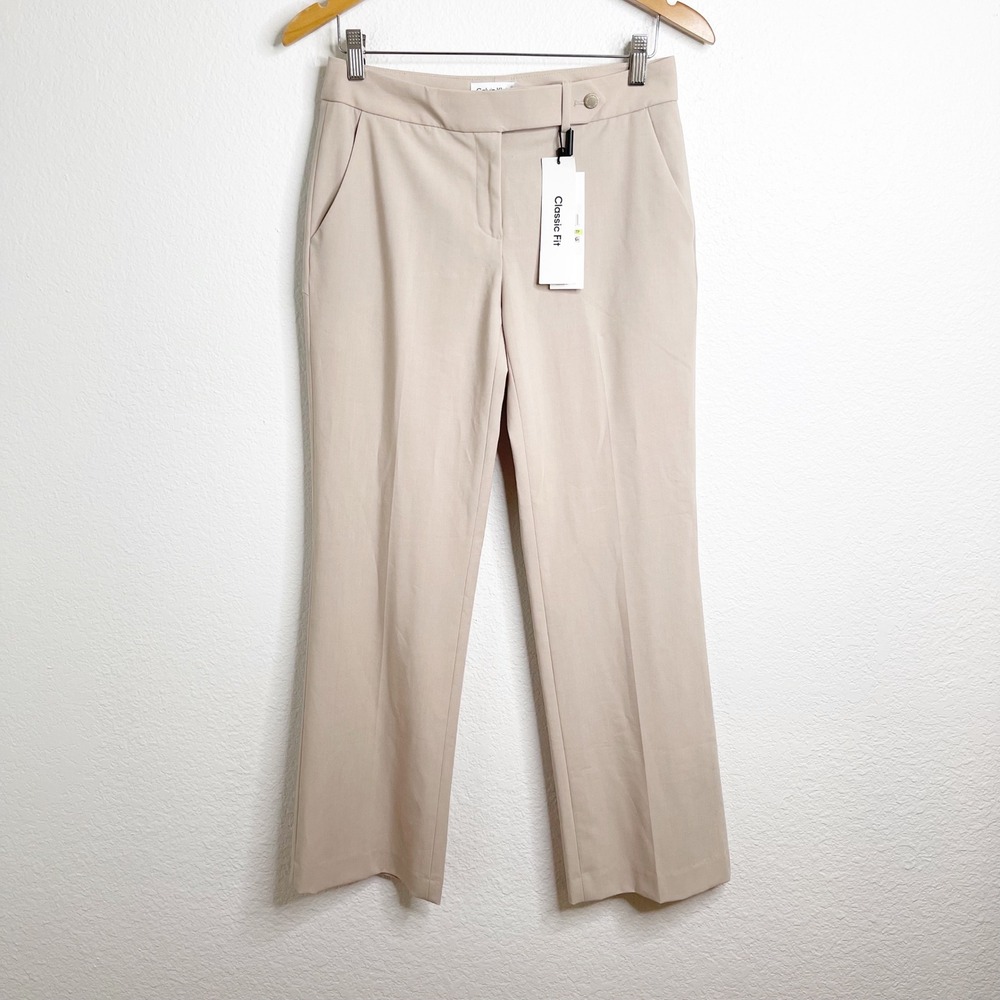 Calvin Klein Classic Fit Khaki Beige Dress Pants Womens 4 NWT